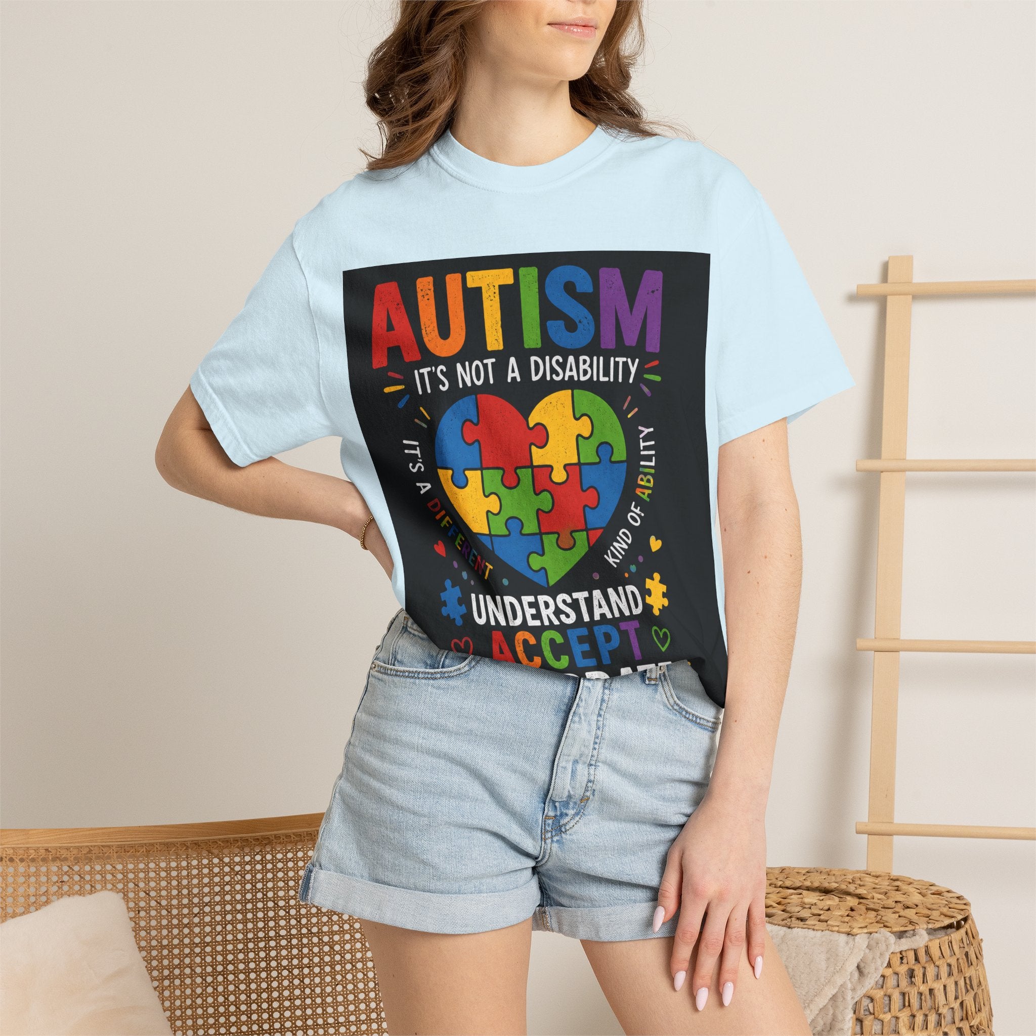 Autism Awareness T-Shirt — "Autism: Understand, Accept, Celebrate" Puzzle Heart Tee
