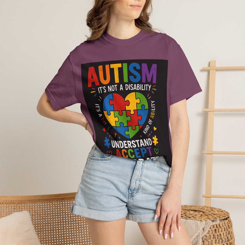 Autism Awareness T-Shirt — "Autism: Understand, Accept, Celebrate" Puzzle Heart Tee