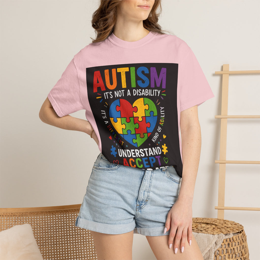 Autism Awareness T-Shirt — "Autism: Understand, Accept, Celebrate" Puzzle Heart Tee