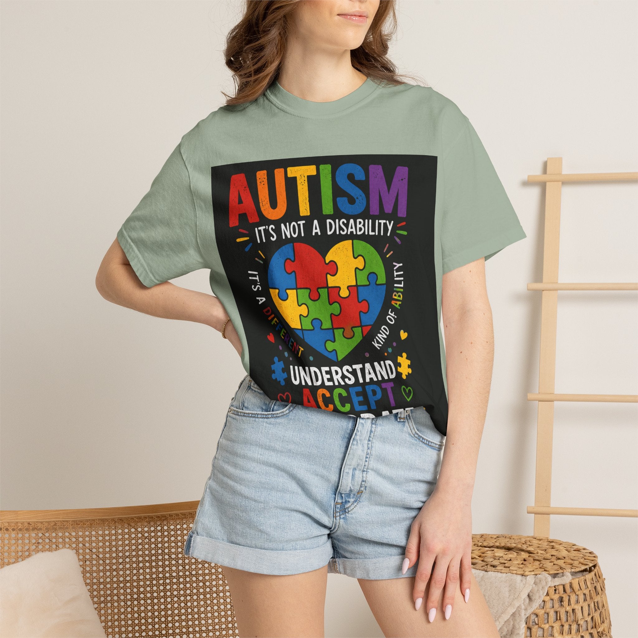 Autism Awareness T-Shirt — "Autism: Understand, Accept, Celebrate" Puzzle Heart Tee