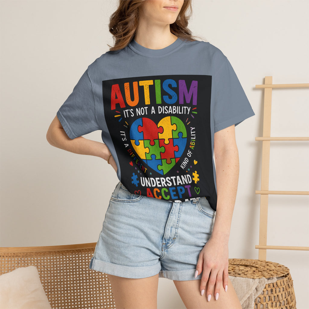Autism Awareness T-Shirt — "Autism: Understand, Accept, Celebrate" Puzzle Heart Tee