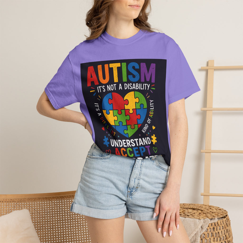 Autism Awareness T-Shirt — "Autism: Understand, Accept, Celebrate" Puzzle Heart Tee